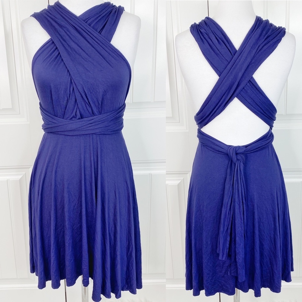 Lulu's Lush Purple Wrap Scarf Drape Skater Dress S